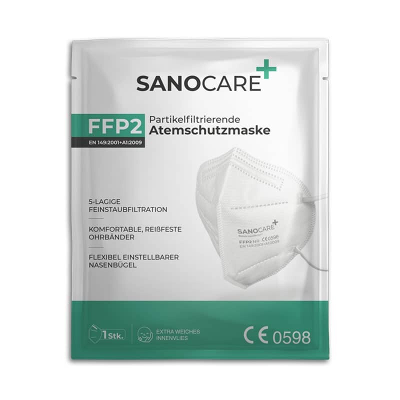 Vorderseite der Sanocare Plus FFP2 Atemschutzmaske