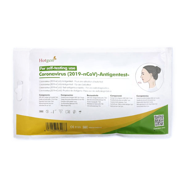 Front of the Soft Pack of the Hotgen Covid-19 Antigen Test